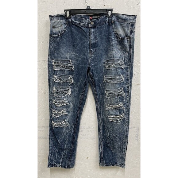 South Pole Men’s Distressed‎ Blue Ripped Denim Jeans Size 44x32 medium wash - Picture 1 of 6